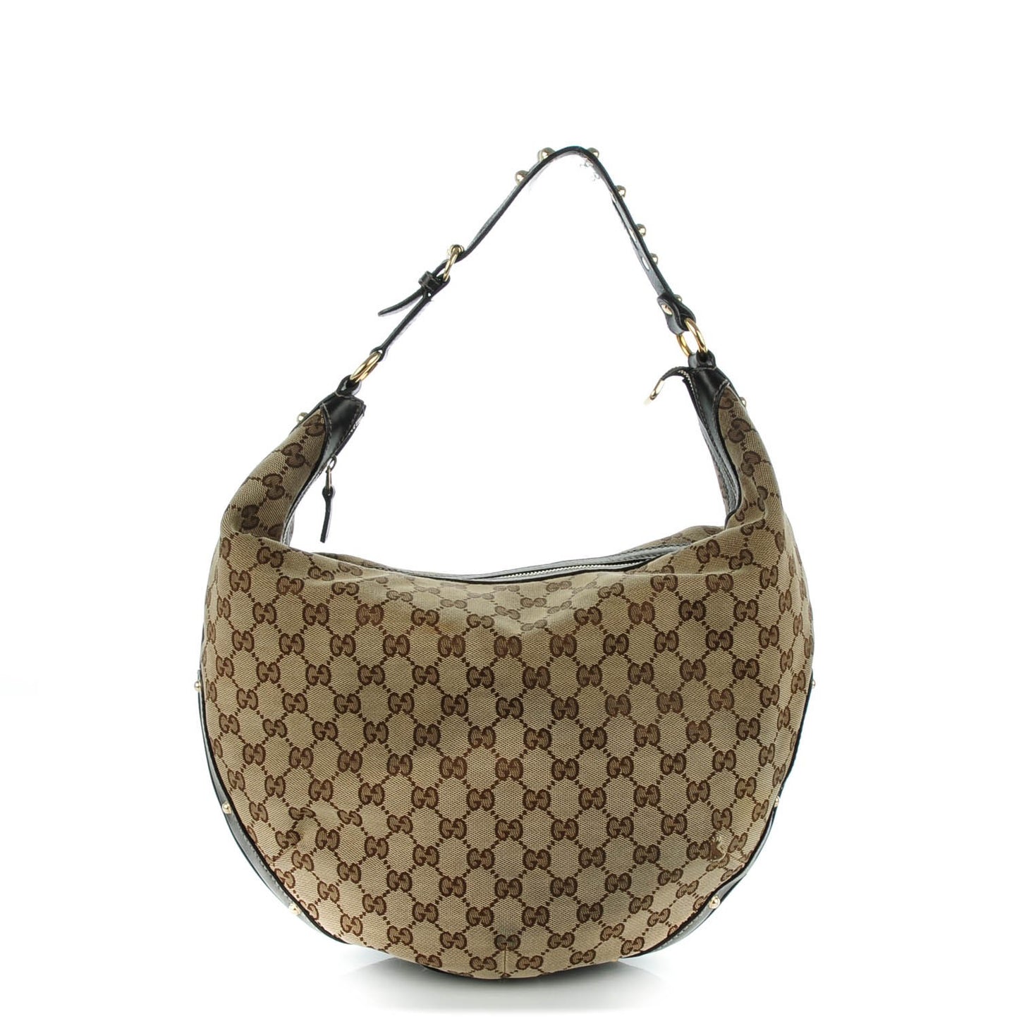Monogram Large Studded Hobo Brown