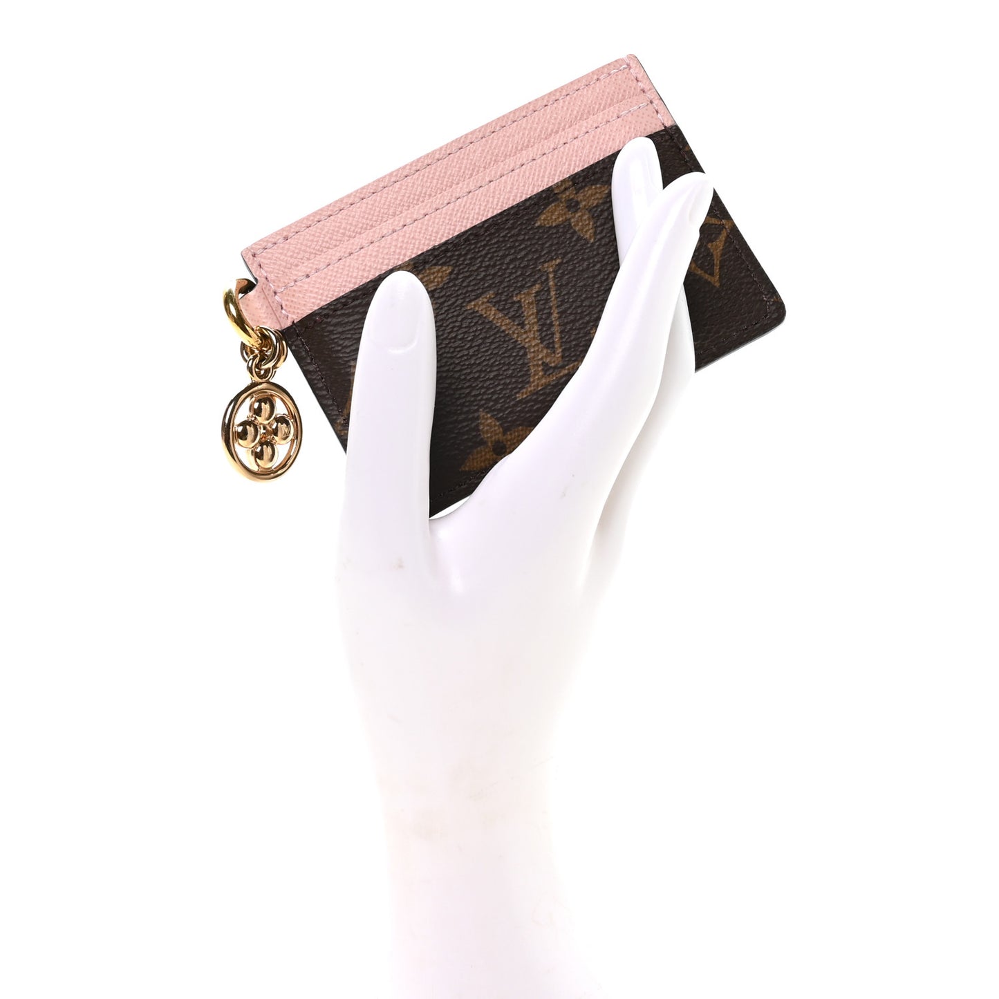 Monogram LV Charms Card Holder Rose Ballerine
