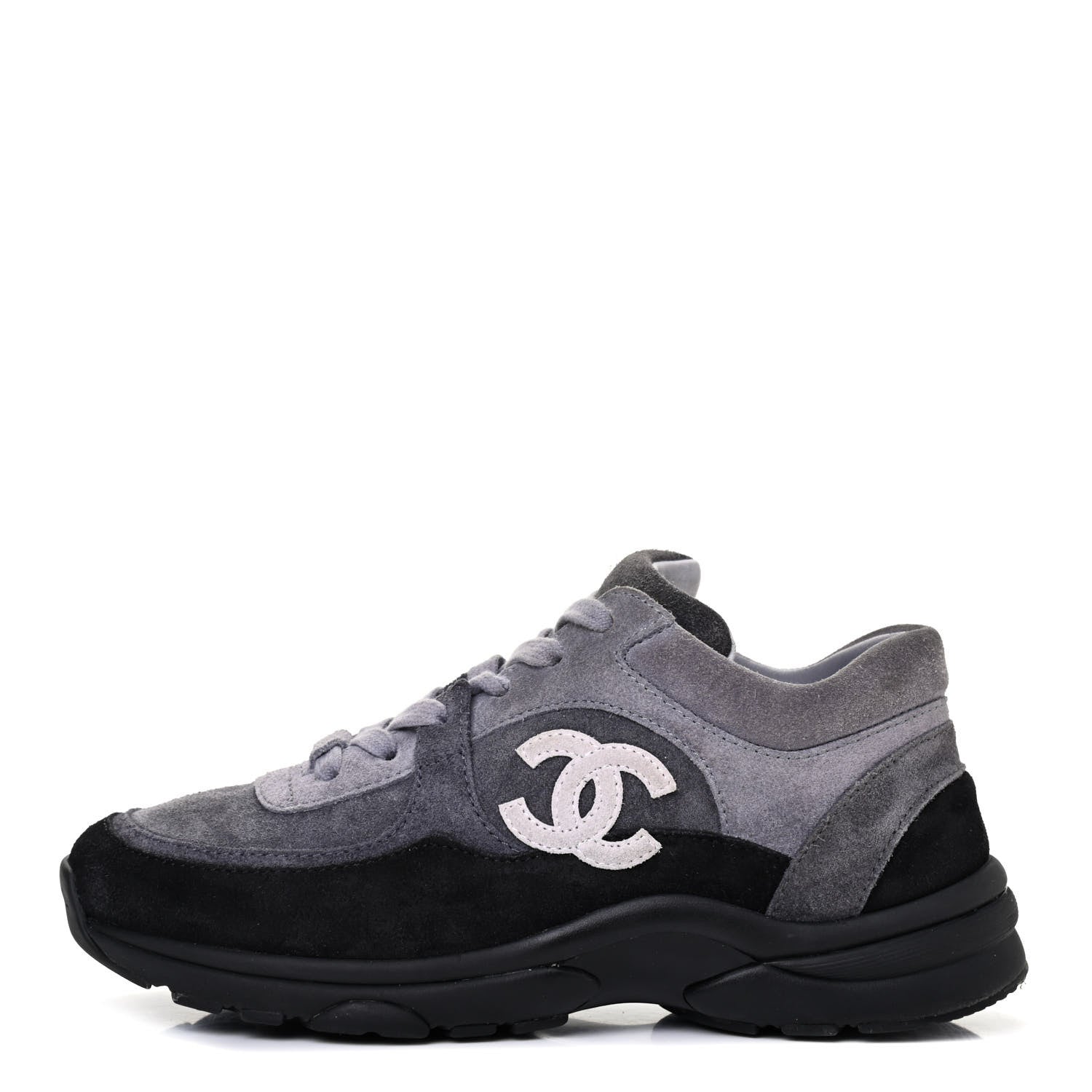 Chanel Suede Calfskin CC Sneakers 35 Grey 1 of 11