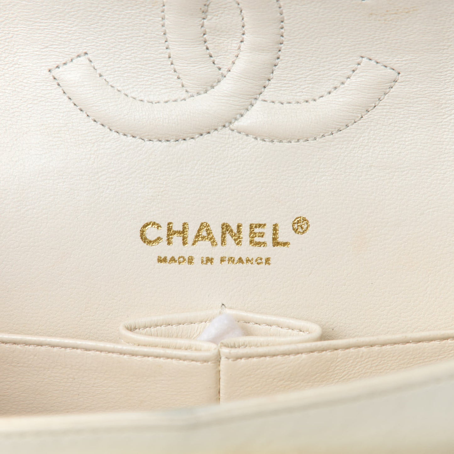 Lambskin Quilted Medium Double Flap White