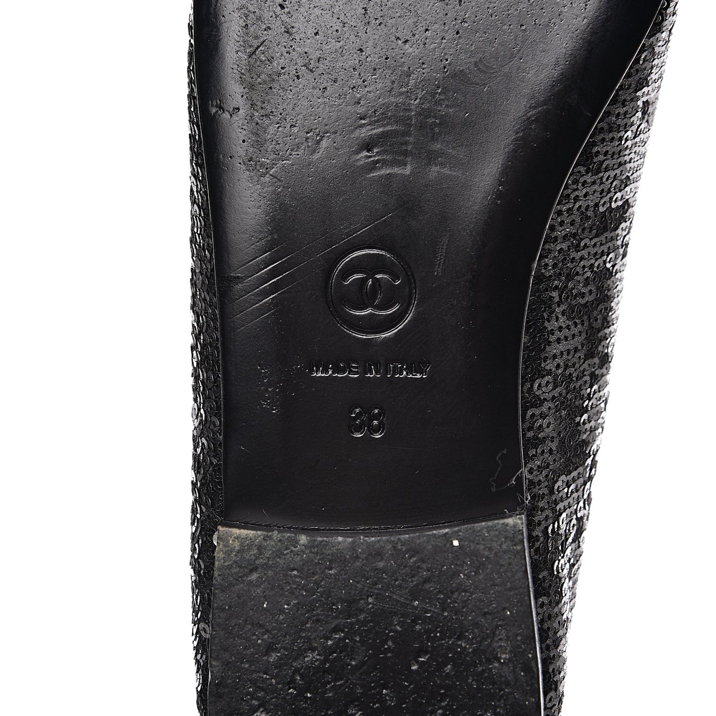 Sequin Suede Cap Toe Ballerina Flats 38 Black