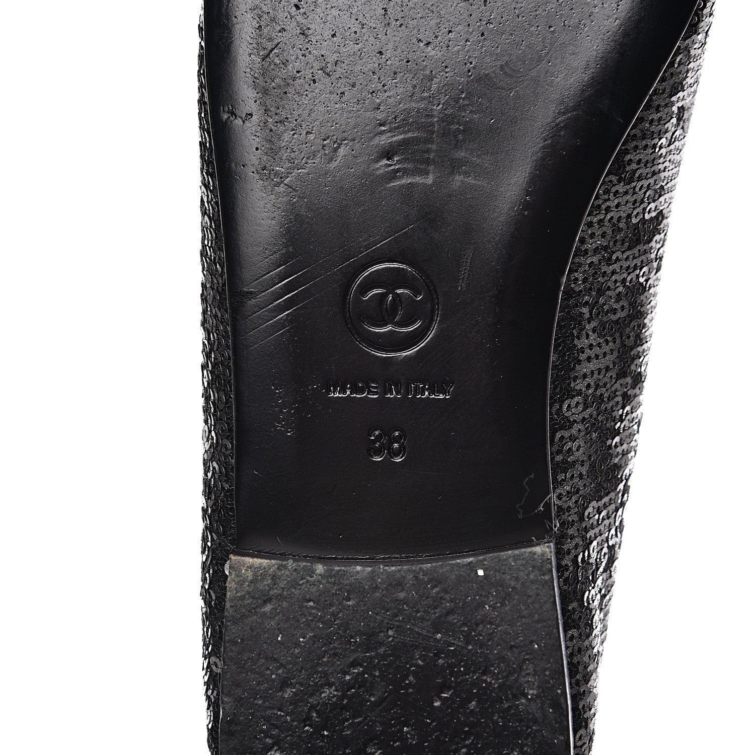 Chanel Sequin Suede Cap Toe Ballerina Flats 38 Black 9 of 9