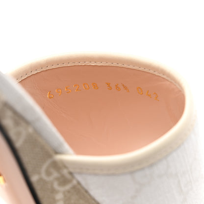 Gucci GG Supreme Monogram Malaga Kid Platform Mule Sandals 36.5 White Mystic White 6 of 9