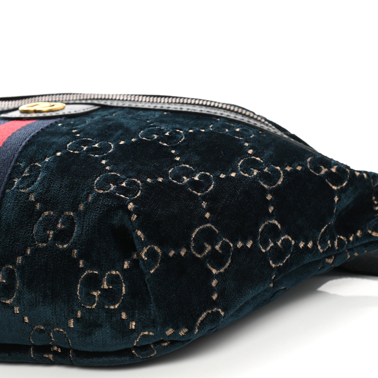 Velvet GG Monogram Web Belt Bag Blue Beige