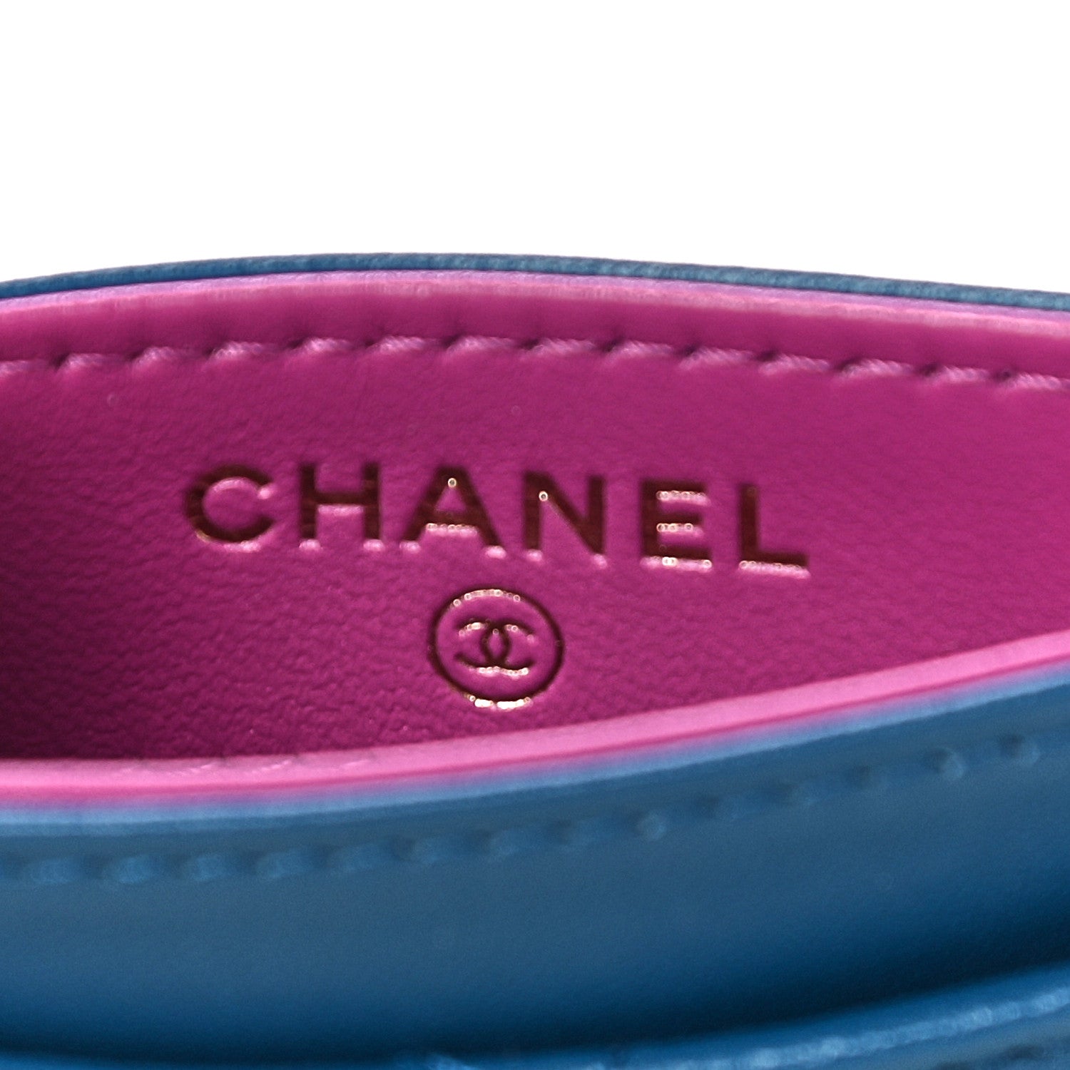 Chanel Lambskin Quilted Card Holder Blue Pink 6 of 11