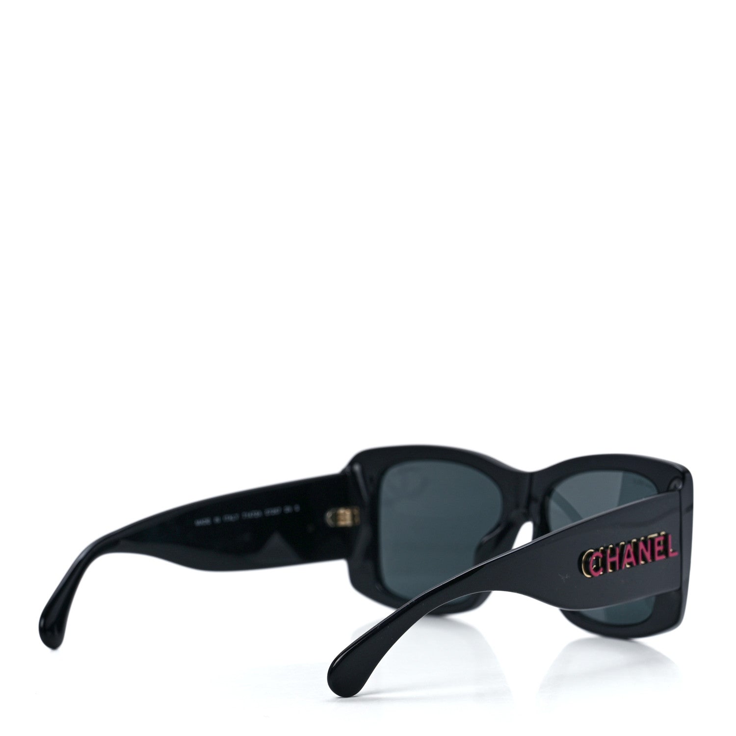 Chanel Acetate CC Logo Square Sunglasses 71472A Black Multicolor 4 of 8