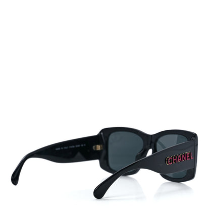 Chanel Acetate CC Logo Square Sunglasses 71472A Black Multicolor 4 of 8