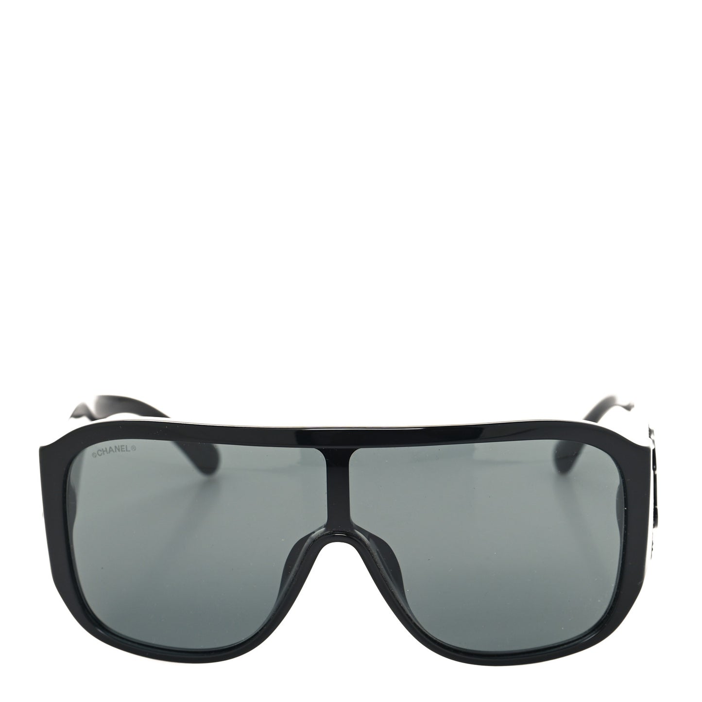 Acetate Crystal CC Shield Sunglasses 5466-B-A Black