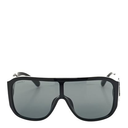 Chanel Acetate Crystal CC Shield Sunglasses 5466-B-A Black 2 of 6