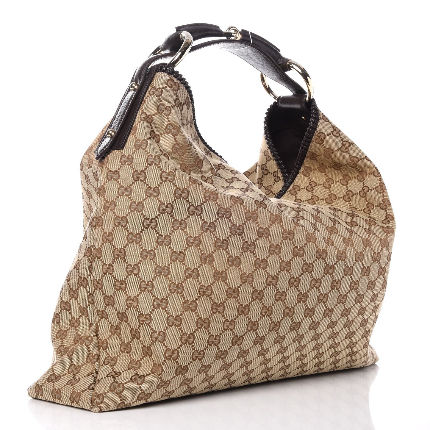 Monogram Large Horsebit Chain Hobo Dark Brown