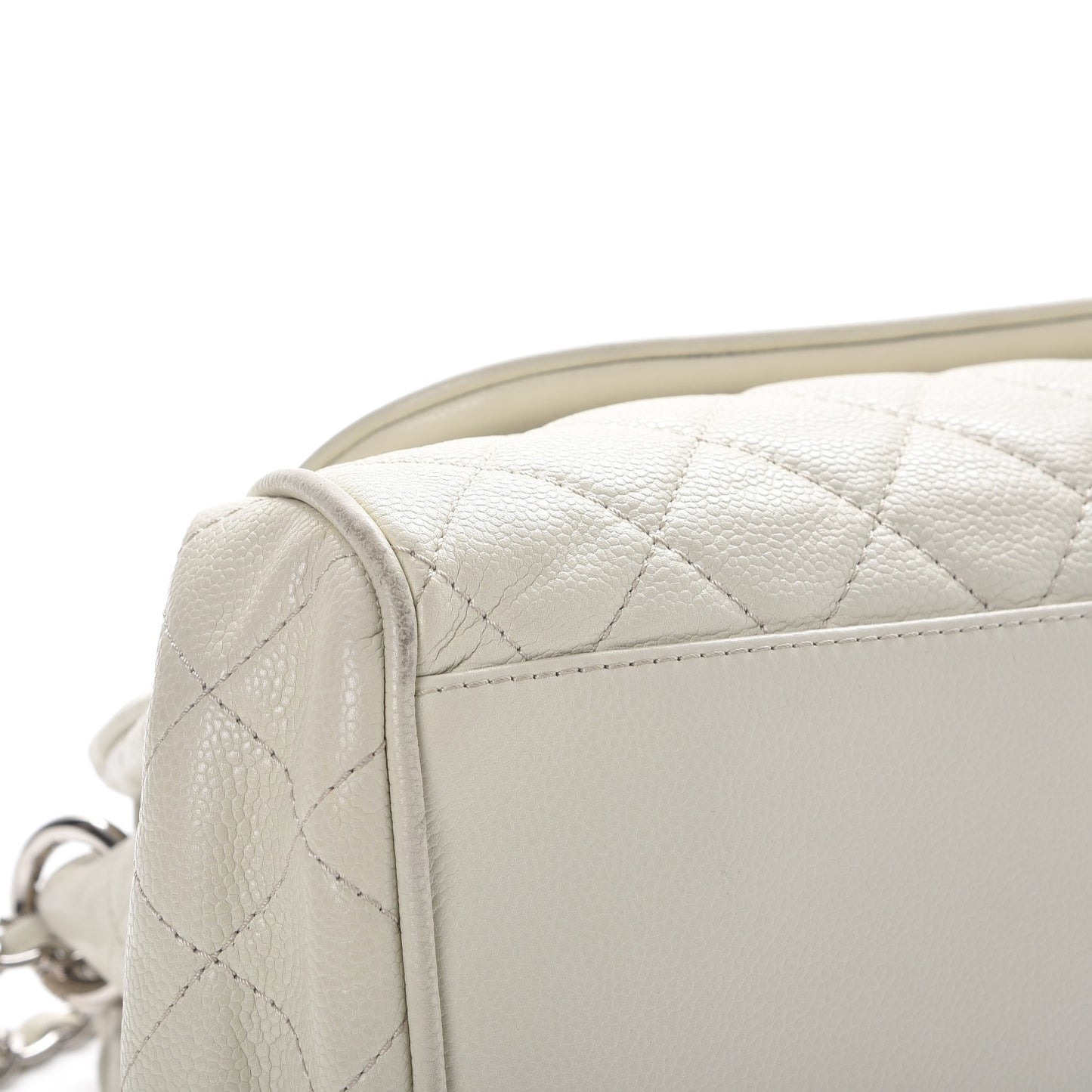 Caviar Quilted Timeless Accordion Flap White