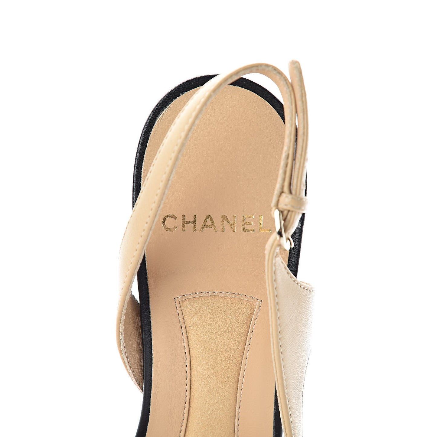 Lambskin Cap Toe CC Slingback Pumps 37.5 Beige Black