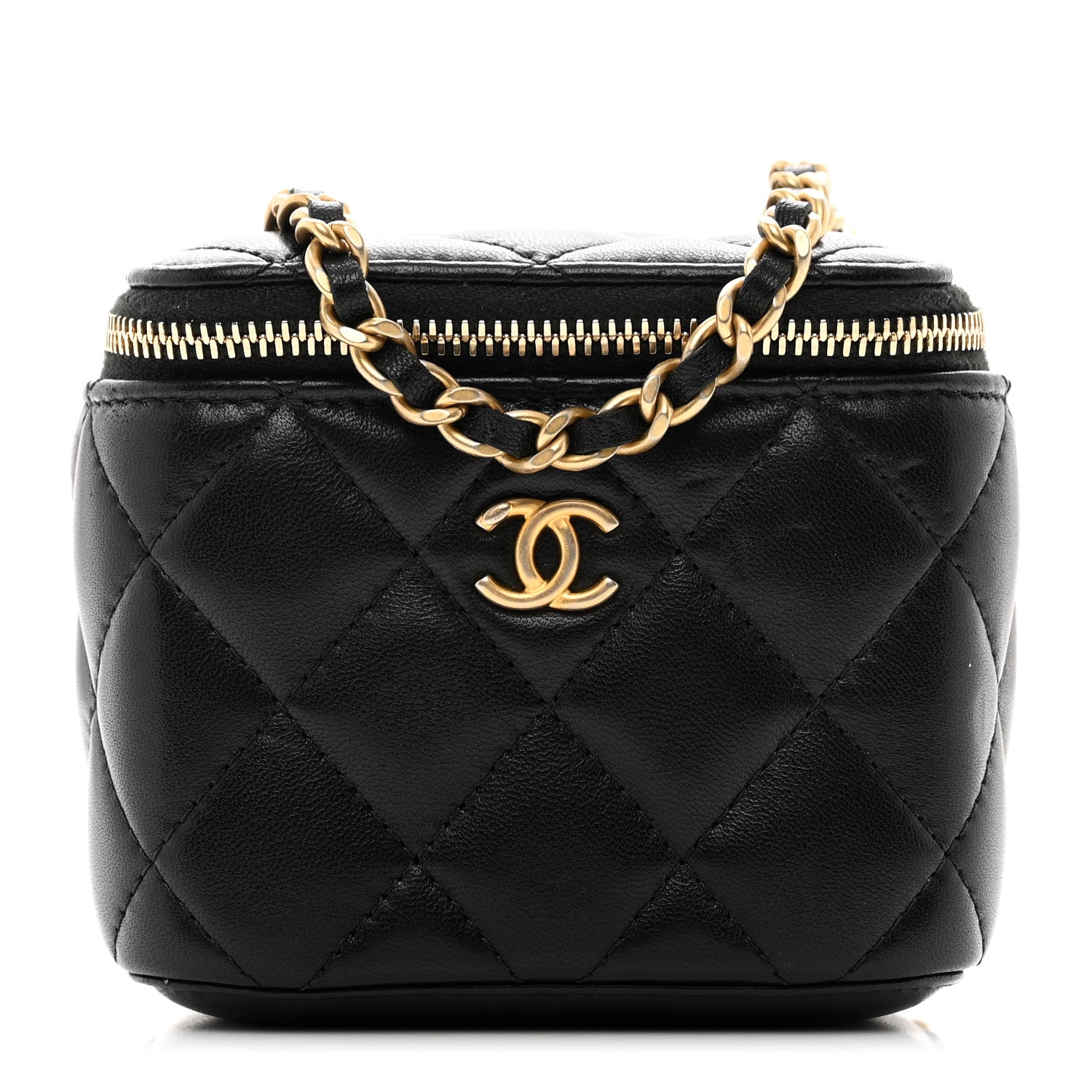 Chanel Lambskin Quilted Mini Pearl Crush Vanity Case With Chain Black 1 of 10