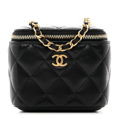Chanel Lambskin Quilted Mini Pearl Crush Vanity Case With Chain Black 1 of 10
