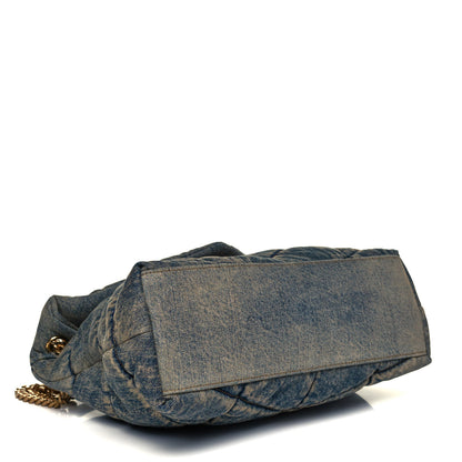 Saint Laurent Denim Quilted Medium Loulou Puffer Monogram Chain Satchel Blue Black 4 of 9