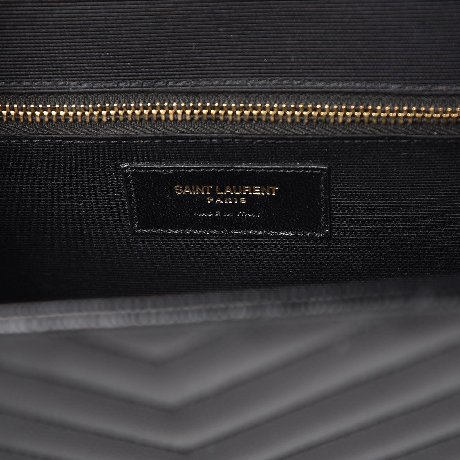 Saint Laurent Grain De Poudre Matelasse Chevron Large Monogram Satchel Black 6 of 8