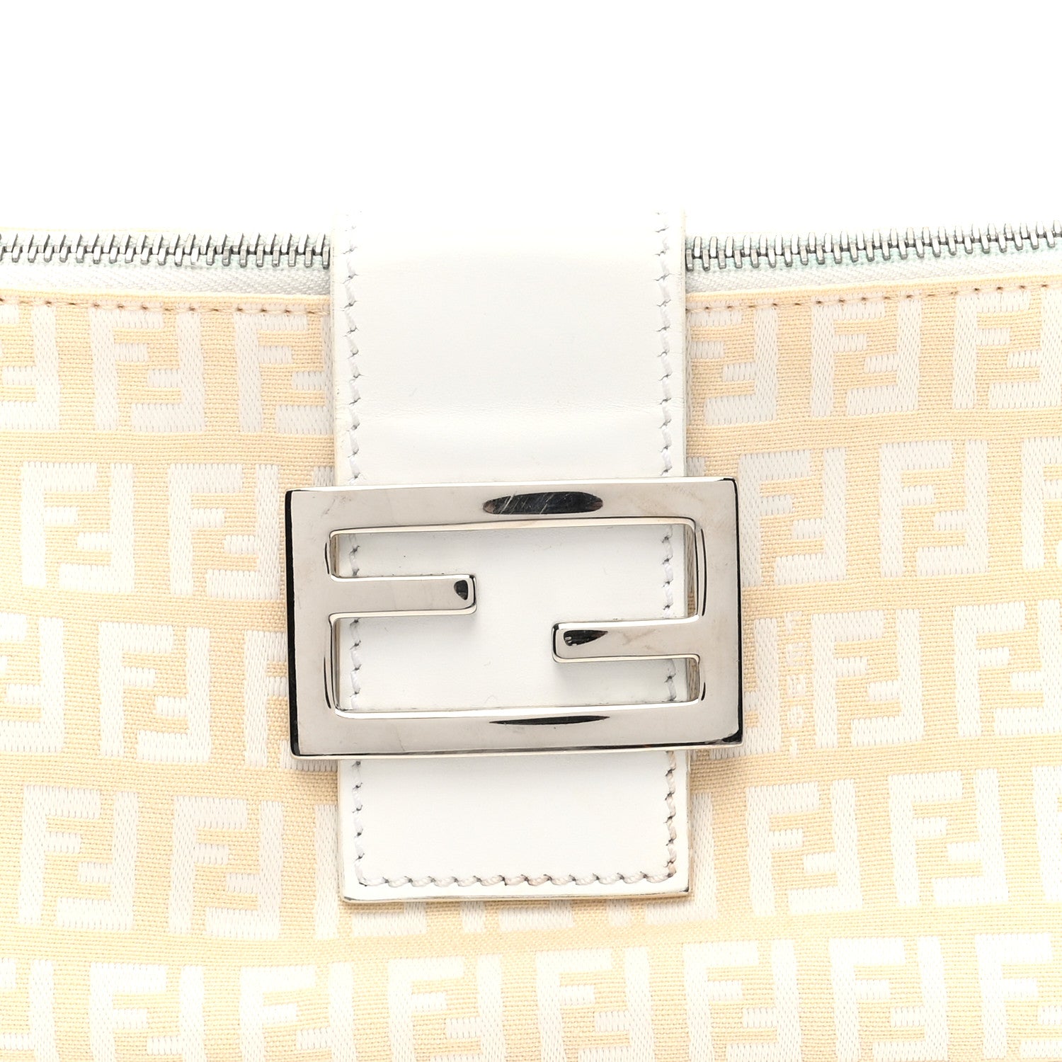 Fendi Zucchino Mini Baguette Beige White 7 of 9
