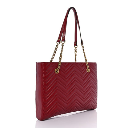 Gucci Azalea Calfskin Matelasse Medium GG Marmont Slim Tote Romantic Cerise 3 of 9