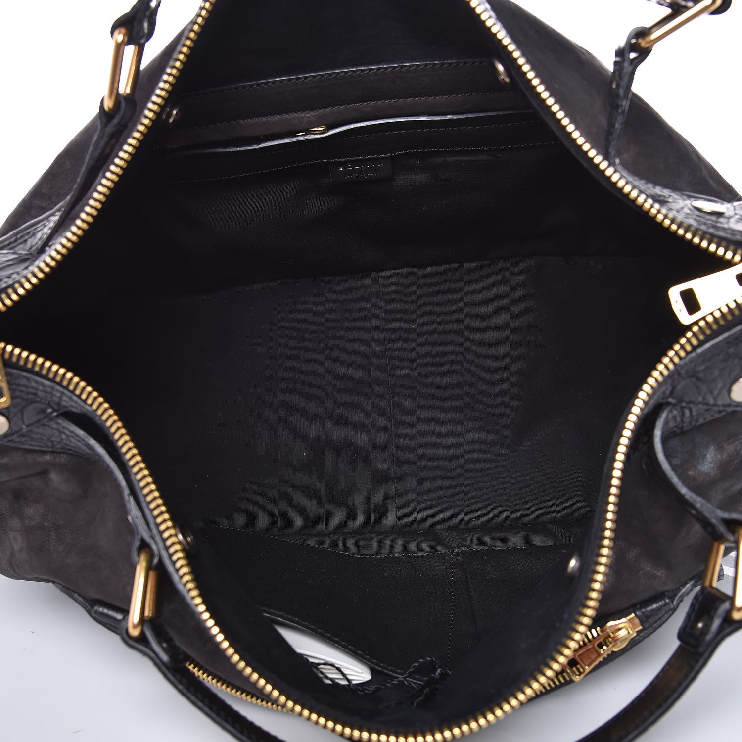Celine Calfskin Crocodile Embossed Rider Tote Black 5 of 8