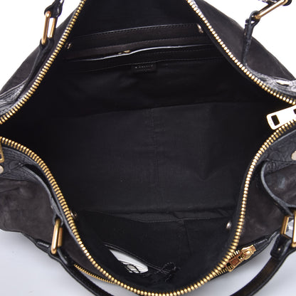 Celine Calfskin Crocodile Embossed Rider Tote Black 5 of 8