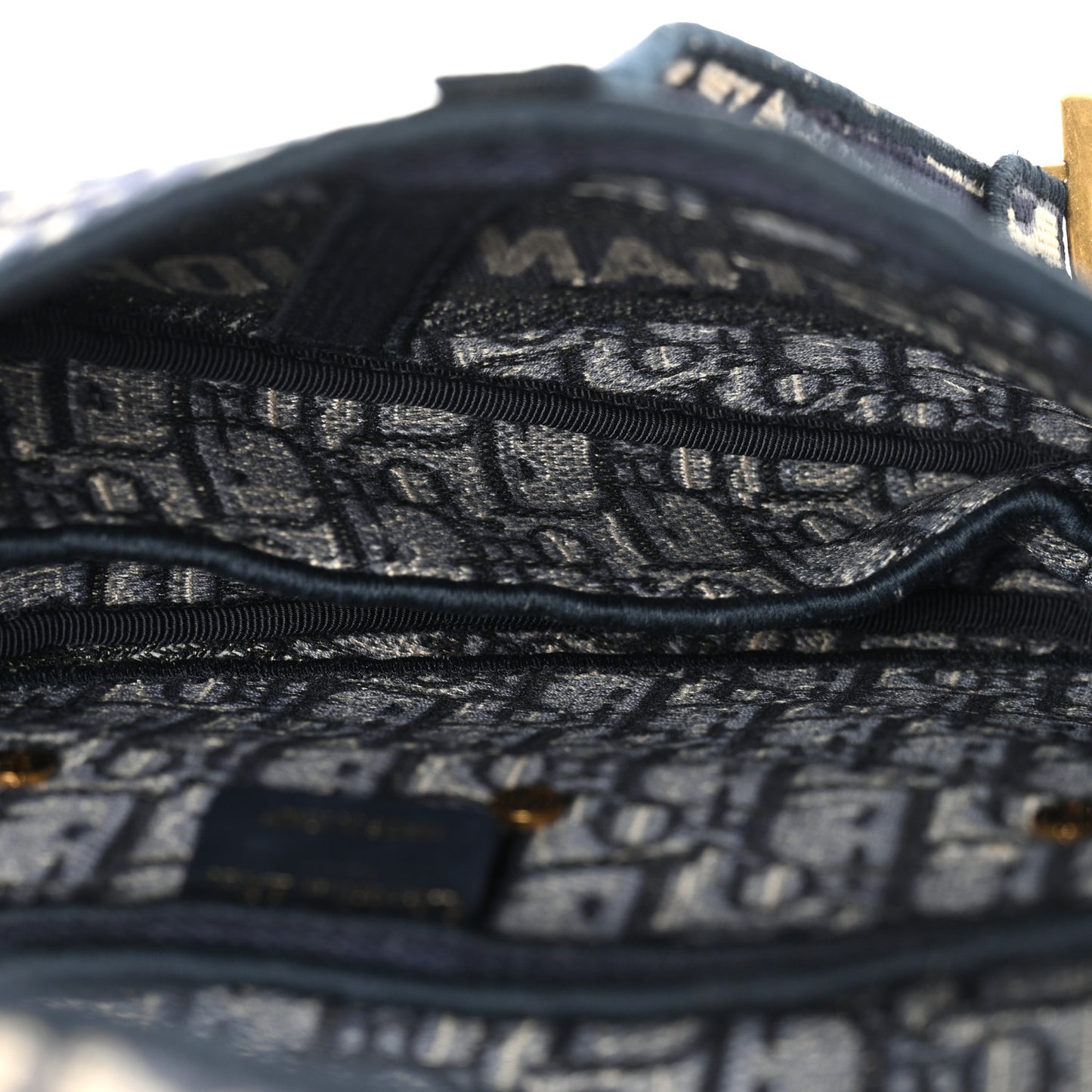 Oblique Embroidered Saddle Bag Blue