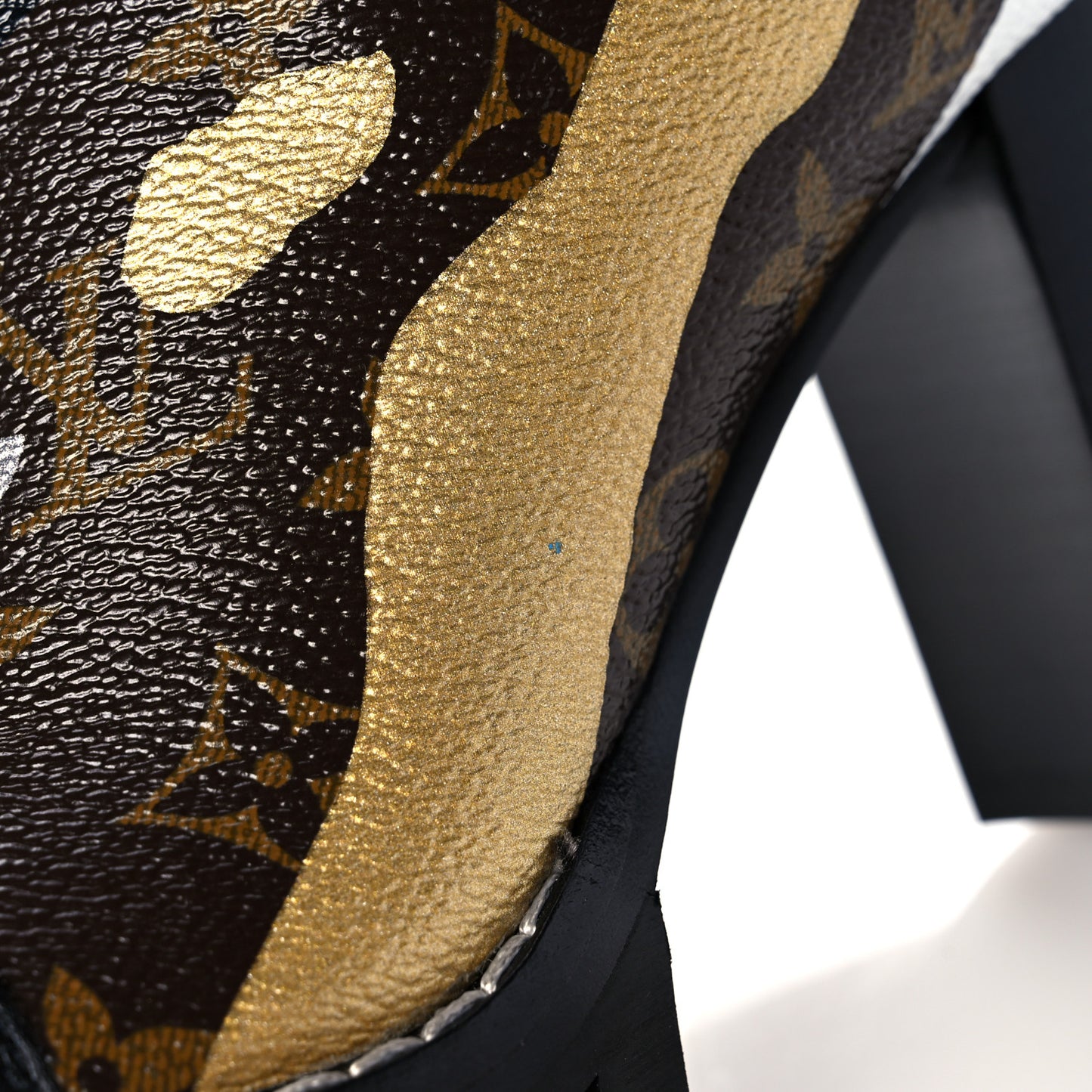 X LOL Patent Calfskin Monogram Star Trail Chelsea Ankle Boots 35.5 Gold Silver