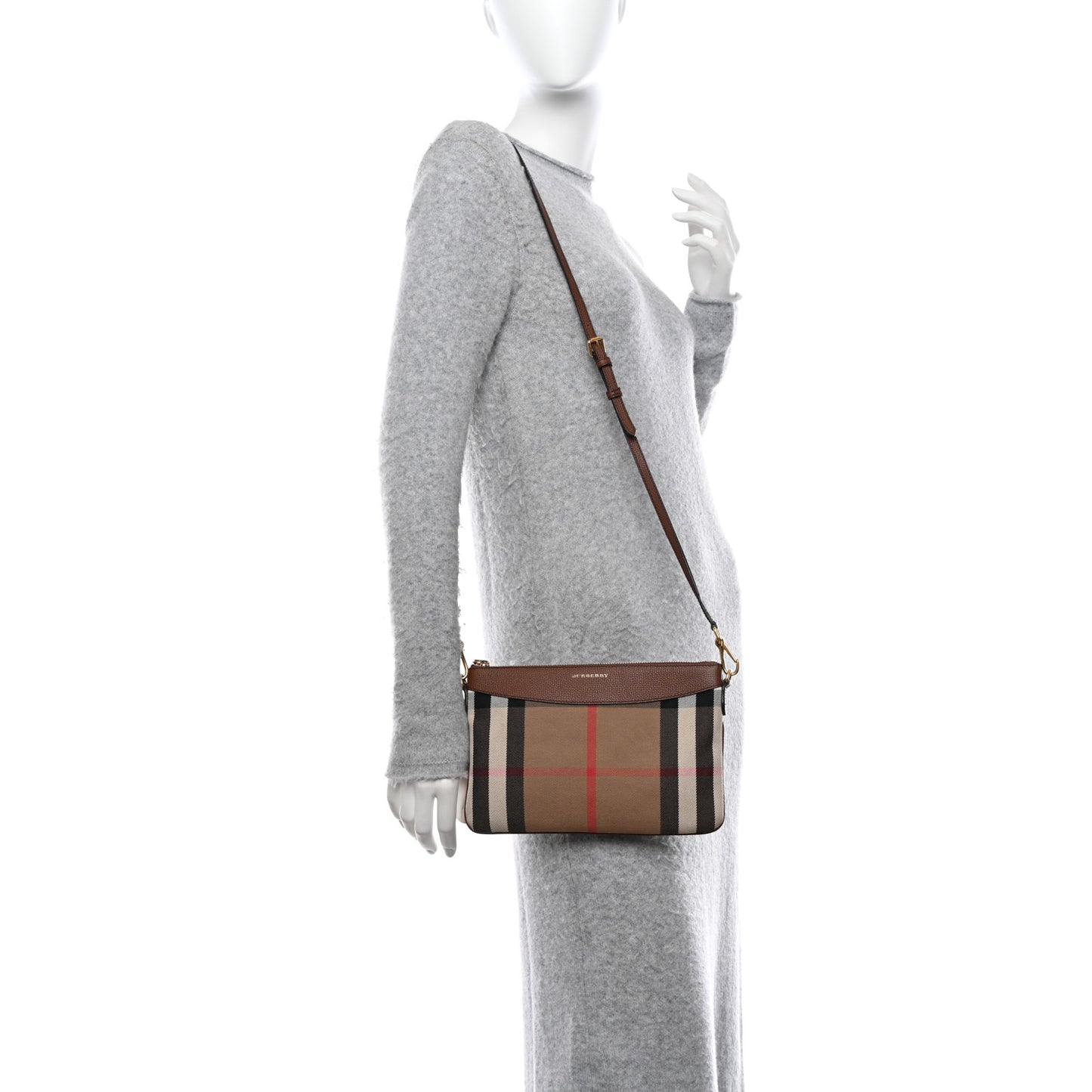 House Check Derby Peyton Crossbody Clutch Bag Tan