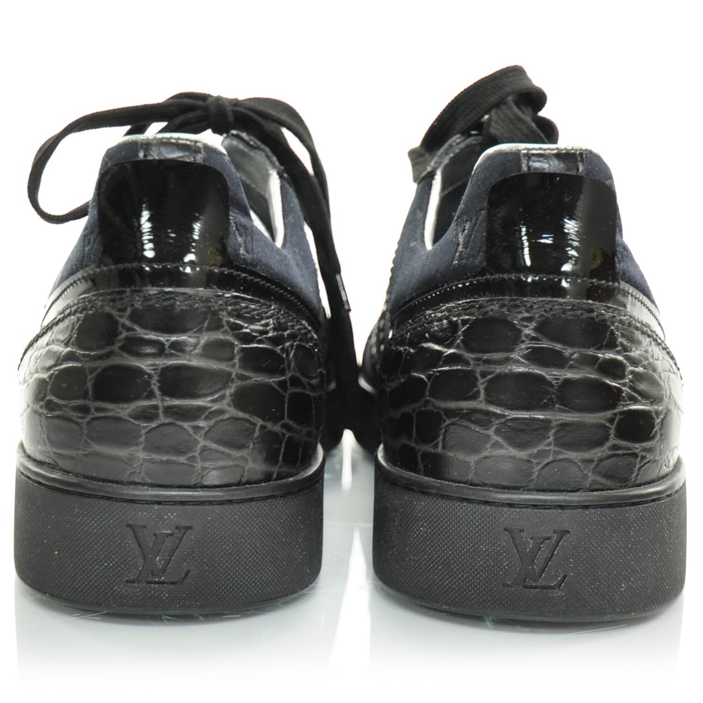 Crocodile Satin Monogram Sneakers 8.5 Black