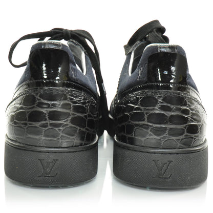 Louis Vuitton Crocodile Satin Monogram Sneakers 8.5 Black 3 of 11