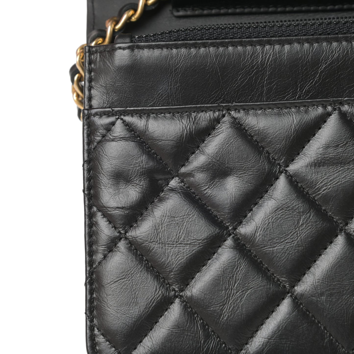 Aged Calfskin Quilted Lucky Charms Casino 2.55 Reissue Wallet On Chain WOC Black