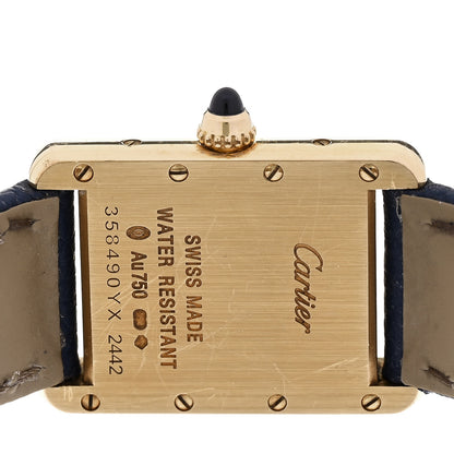 Cartier 18K Yellow Gold Calfskin 22mm Tank Louis Quartz Watch Blue 4 of 7