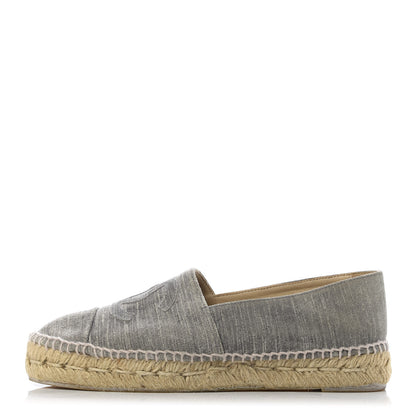Chanel Striated Suede Espadrilles 38 Dark Grey 1 of 11