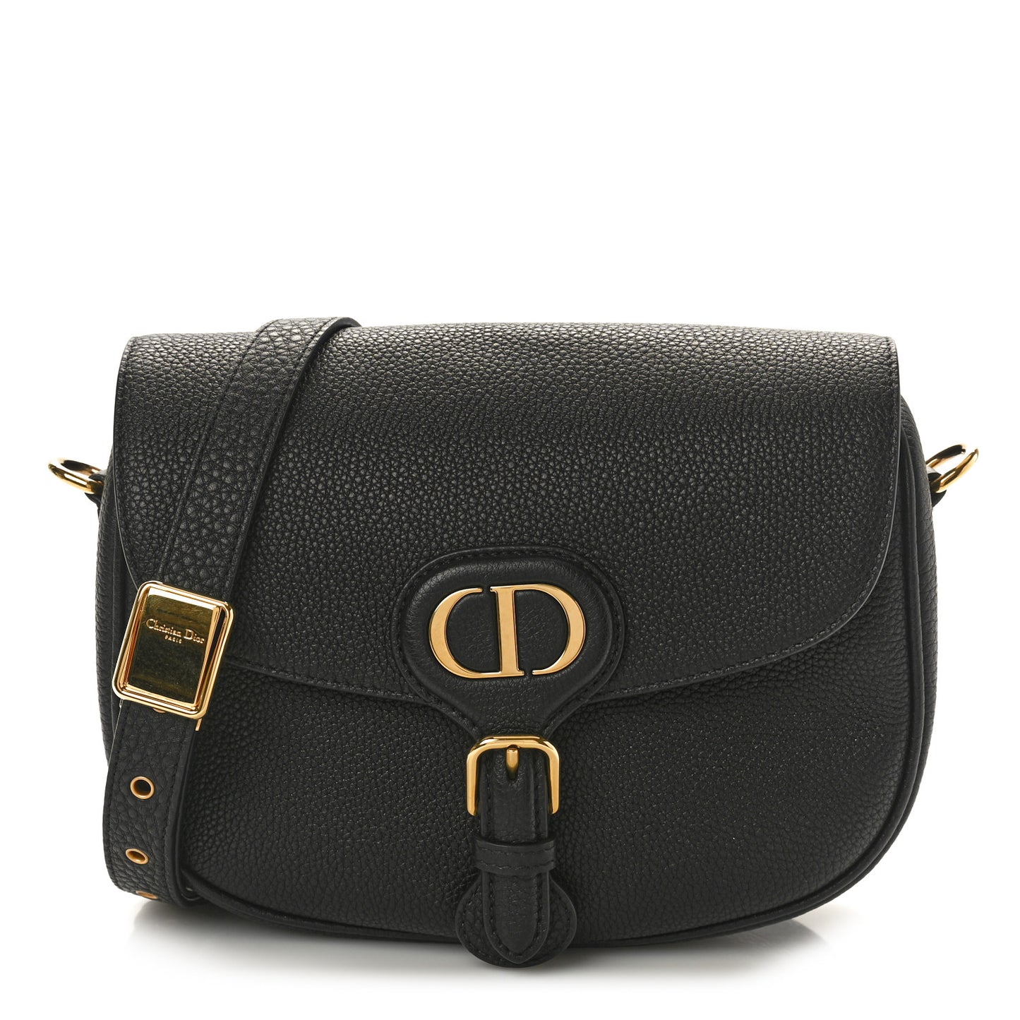 Grained Calfskin Medium Bobby Flap Black