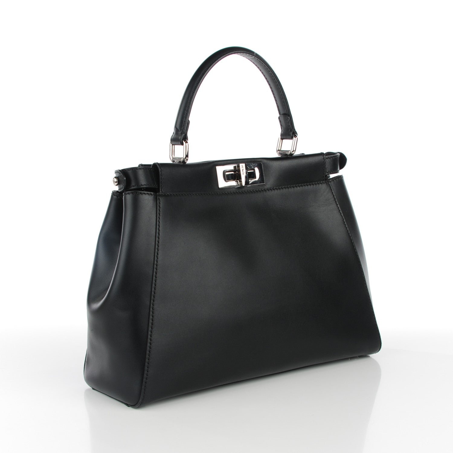 Fendi Vitello Morgan Python Crocodile Monster Eyes Medium Peekaboo Iconic Satchel Black Girasole 4 of 9