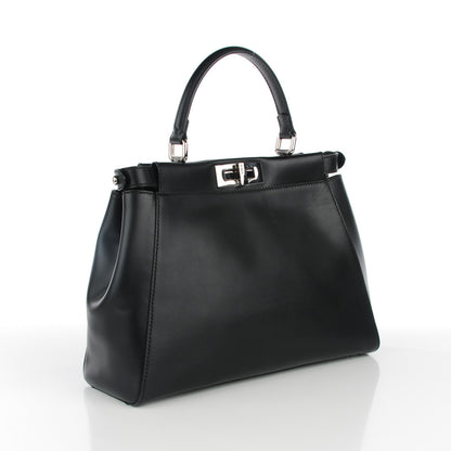 Fendi Vitello Morgan Python Crocodile Monster Eyes Medium Peekaboo Iconic Satchel Black Girasole 4 of 9