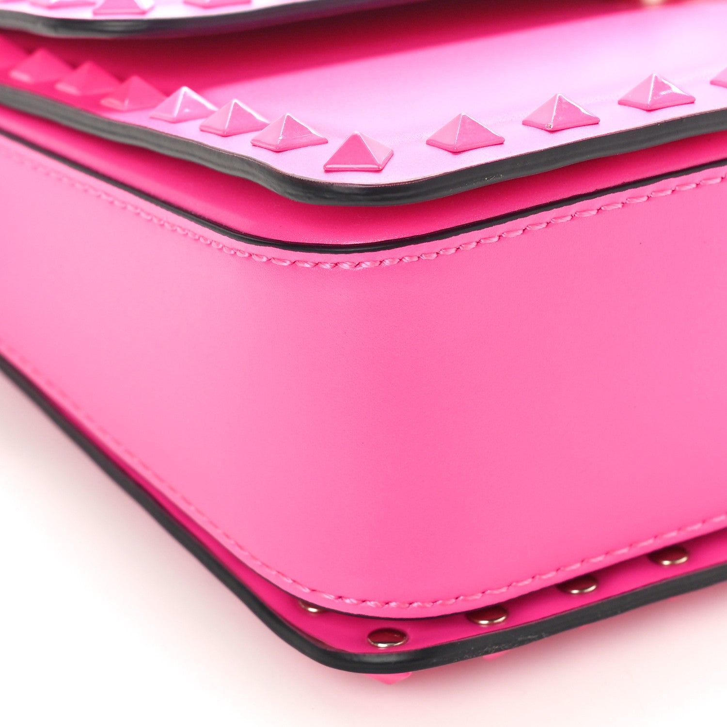 Valentino Garavani Smooth Calfskin Enamel Tonal Rockstud23 Shoulder Bag Pink PP 8 of 9