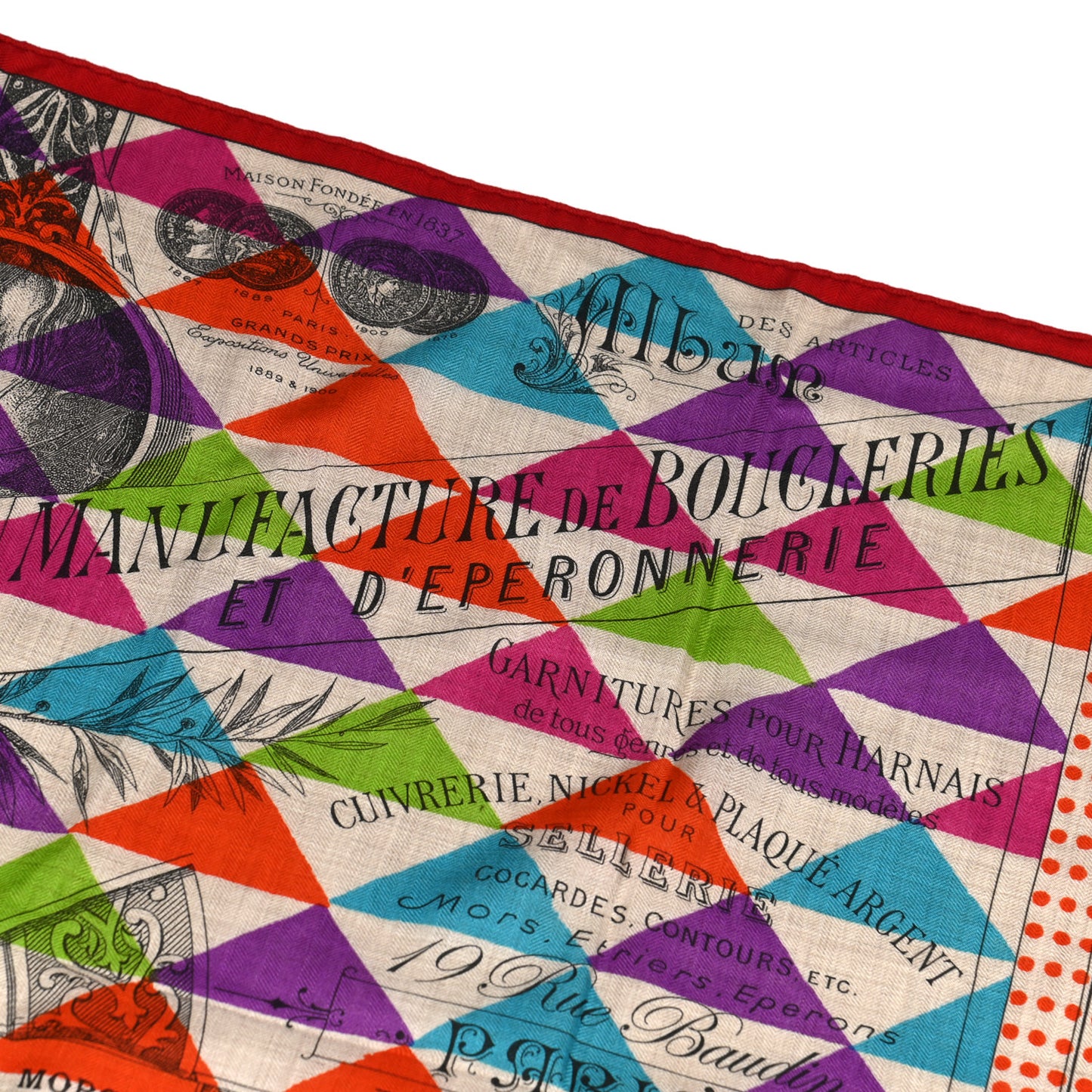 Cashmere Silk Manufacture de Boucleries Shawl 140 Fuchsia Turquoise Orange
