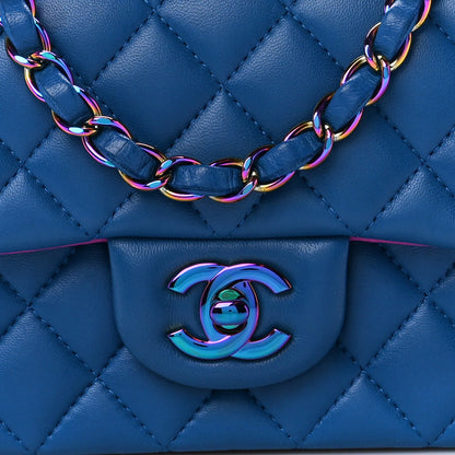 Chanel Lambskin Quilted Mini Rectangular Flap Blue Purple 9 of 13