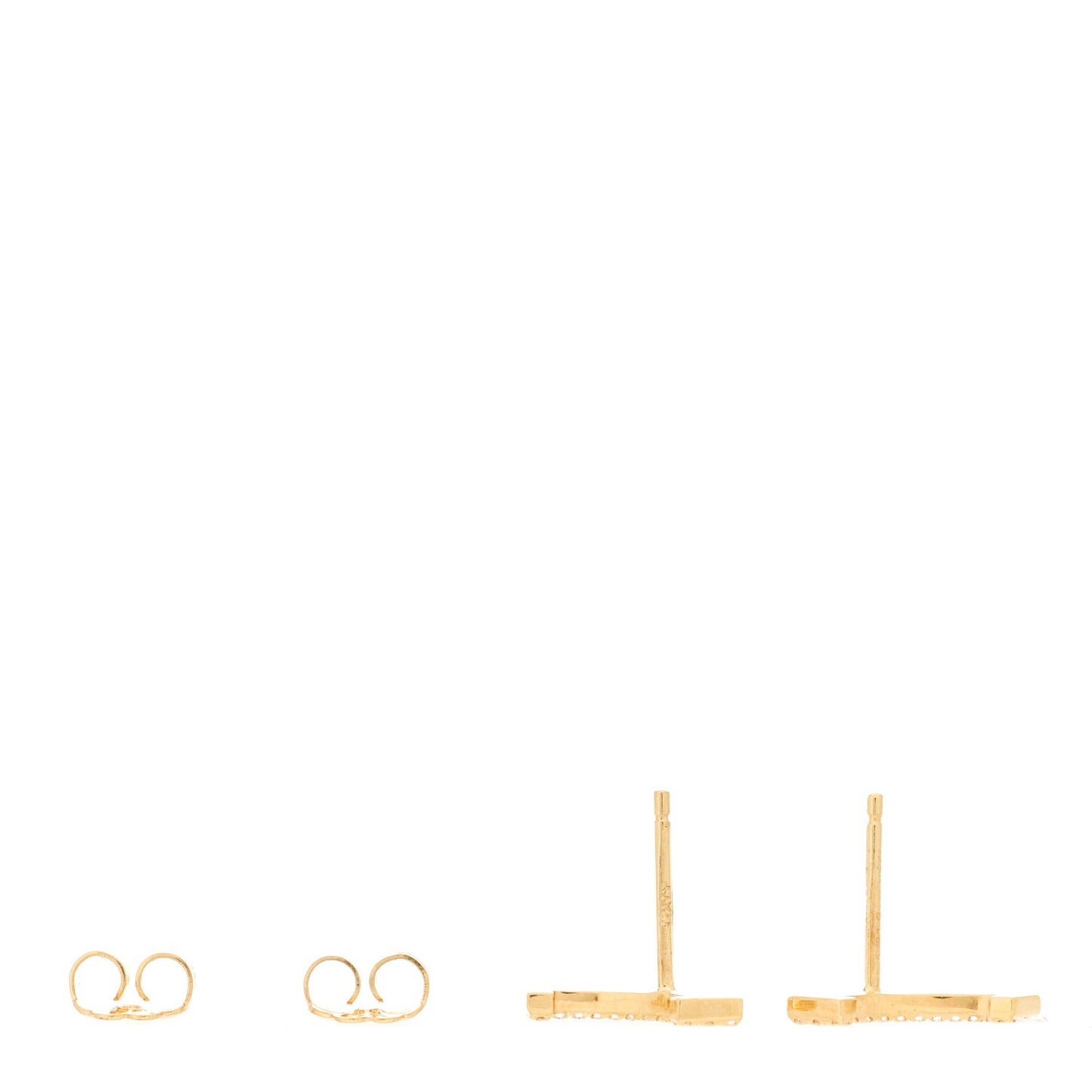 18K Yellow Gold Diamond T Smile Earrings