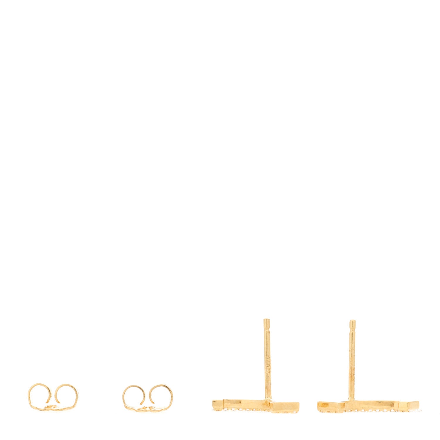 Tiffany 18K Yellow Gold Diamond T Smile Earrings 3 of 4