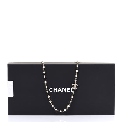 Chanel Crystal Baguette Pearl CC Cross Necklace Gold 7 of 7