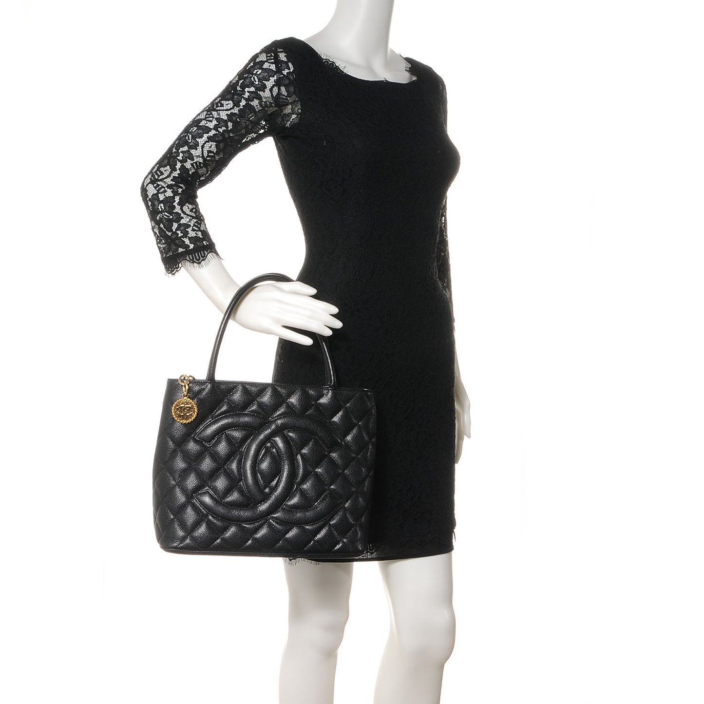 Caviar Medallion Tote Black