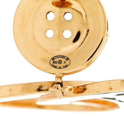 Chanel Metal Large Paris Button Earrings Gold 4 of 4