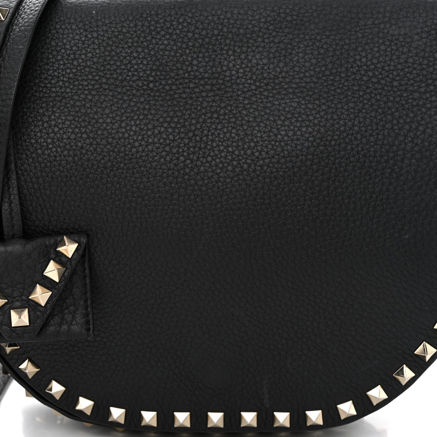 Valentino Garavani Grained Calfskin Rockstud Saddle Bag Black 8 of 12