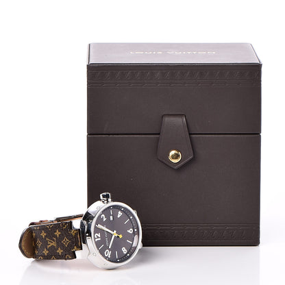Louis Vuitton Stainless Steel Monogram 39mm Tambour Quartz Watch Brown 11 of 11