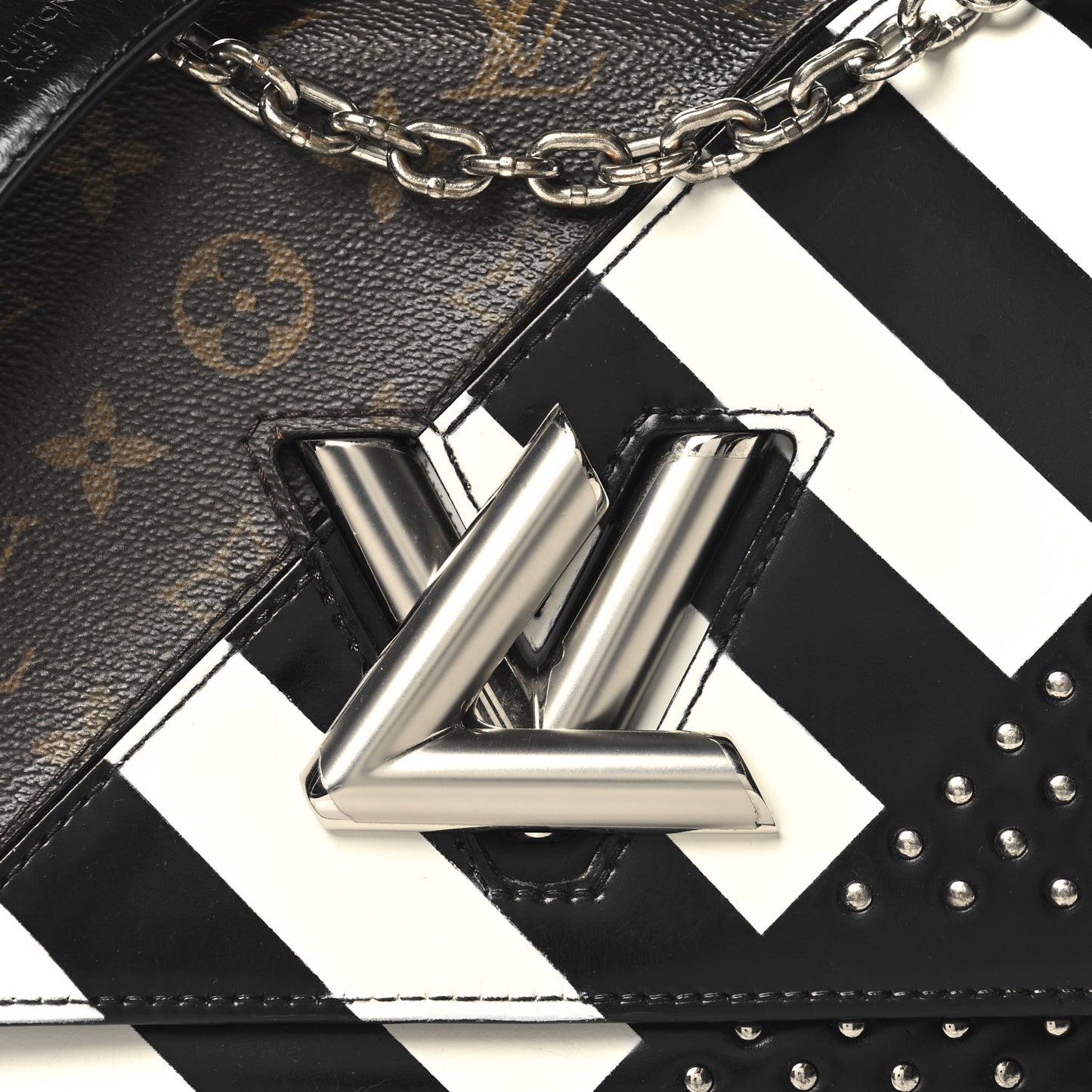 Calfskin Monogram Studded Twist Shoulder Bag MM