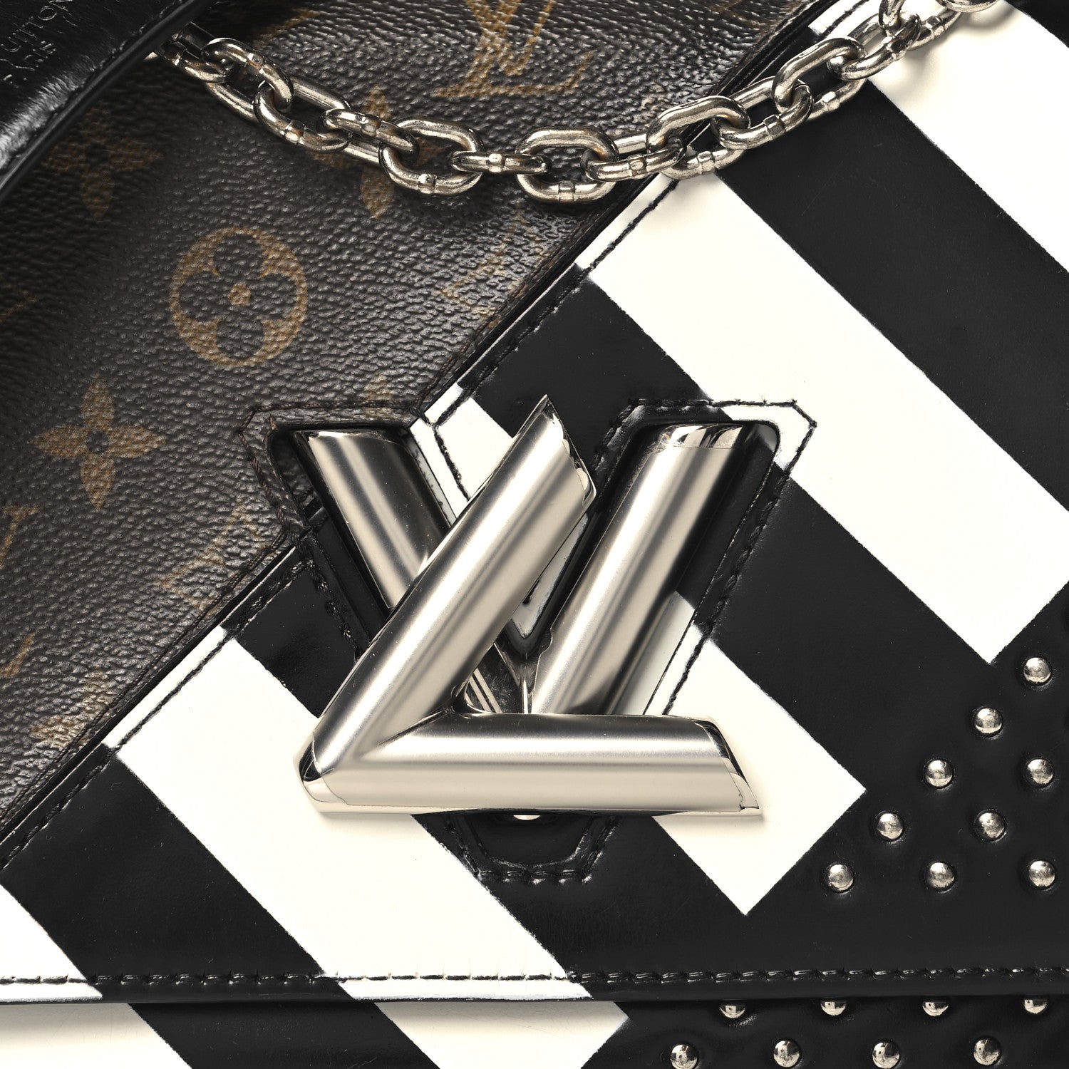 Louis Vuitton Calfskin Monogram Studded Twist Shoulder Bag MM 7 of 9