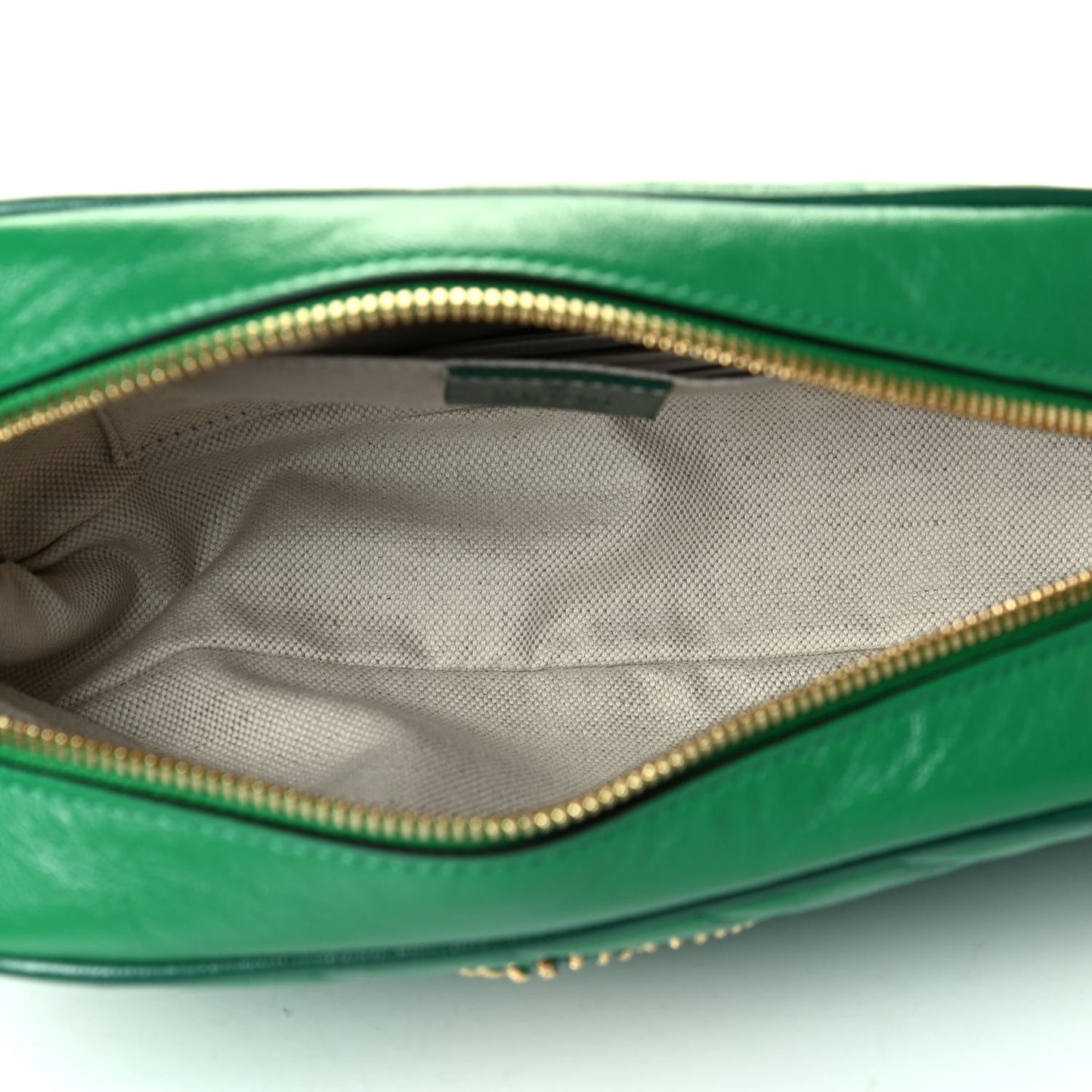 Azalea Calfskin Enamel Matelasse Diagonal Small Torchon GG Marmont Chain Shoulder Bag New Shamarock Emerald