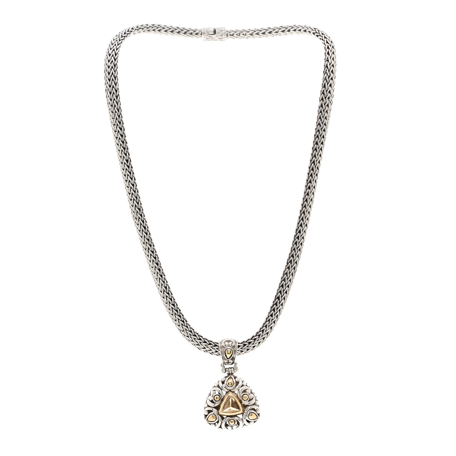 John Hardy Sterling Silver 18K Yellow Gold Citrine Batu Sari Pendant Necklace 3 of 5