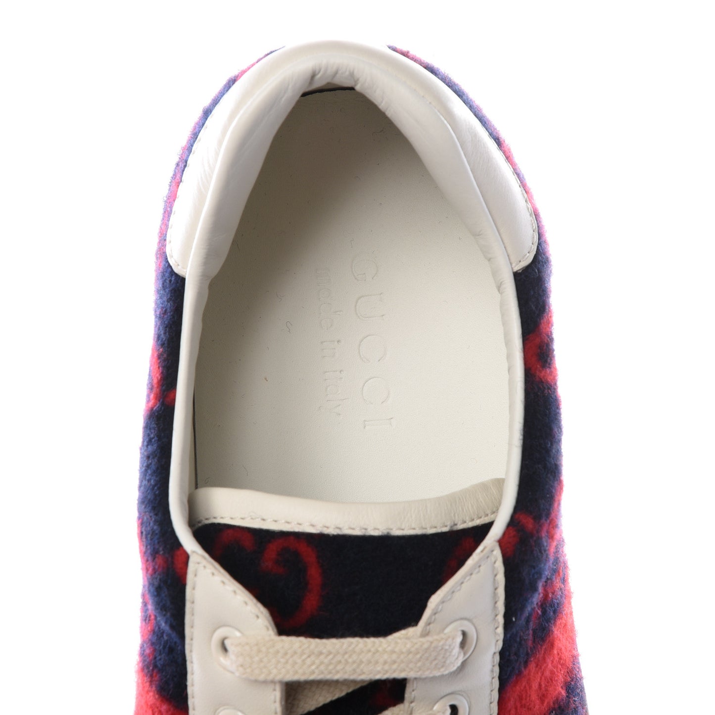 Covered Wool Big GG Monogram Mens Sneakers 8.5 Blue Red Mystic White